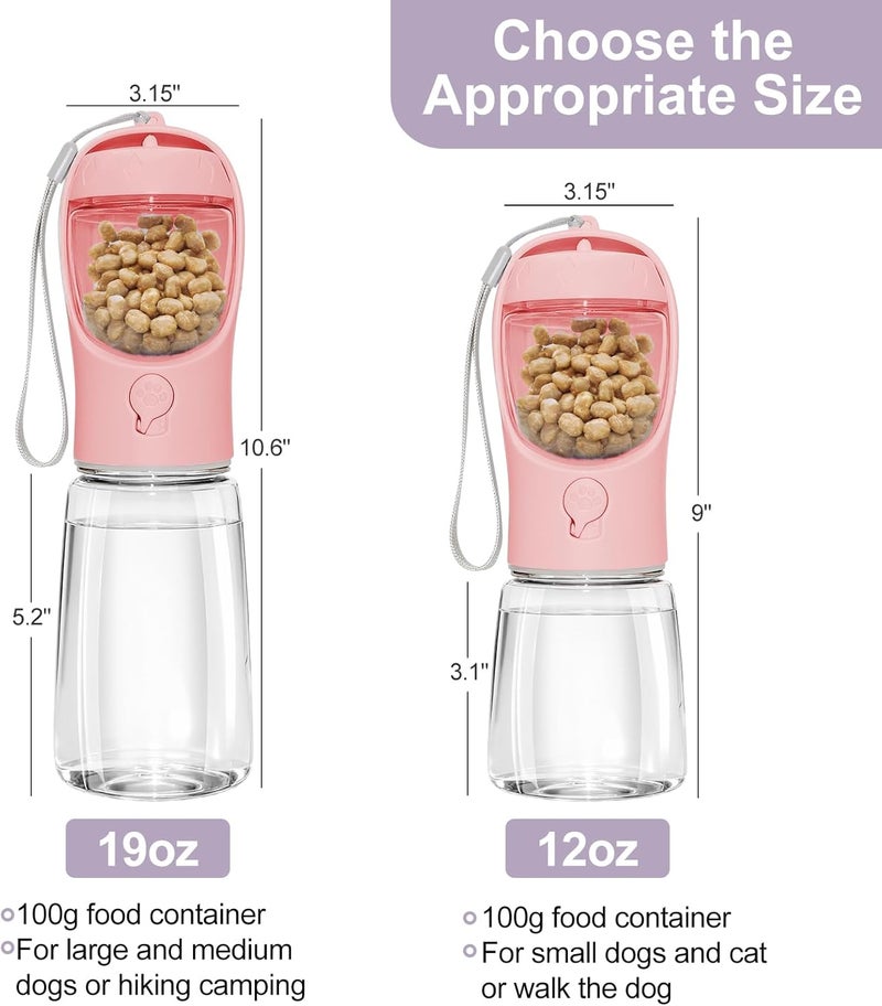 Liphier Dog Water Bottle, Portable Water Bottle with Food Container for Dogs Cat Pet Hiking Walking Travel Camping, Leak-Proof Dog Water Bowl Dispenser with Feeder Function Puppy Essentials - Image 3
